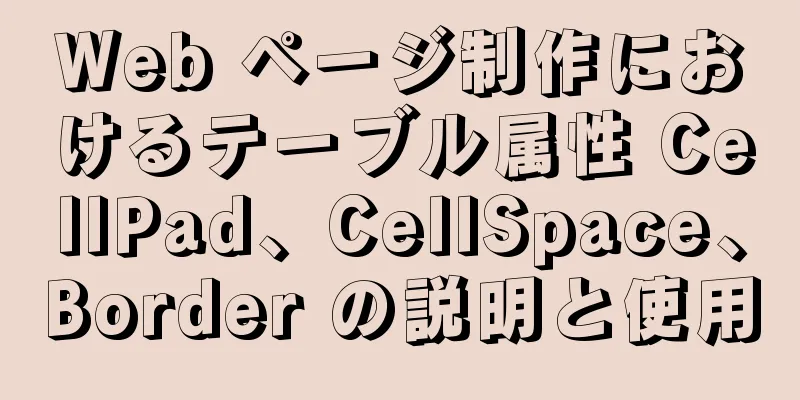 Web ページ制作におけるテーブル属性 CellPad、CellSpace、Border の説明と使用