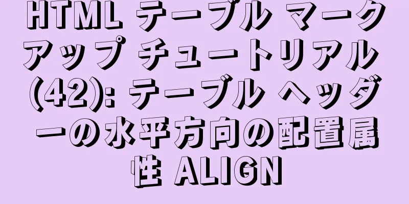 HTML テーブル マークアップ チュートリアル (42): テーブル ヘッダーの水平方向の配置属性 ALIGN