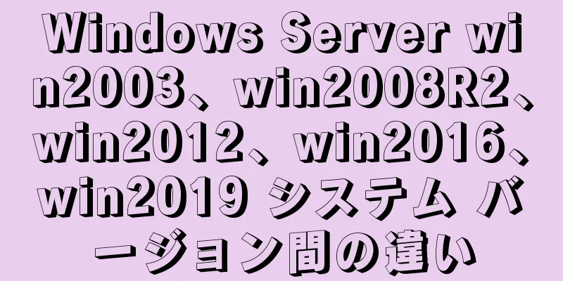 Windows Server win2003、win2008R2、win2012、win2016、win2019 システム バージョン間の違い
