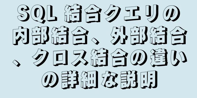 SQL 結合クエリの内部結合、外部結合、クロス結合の違いの詳細な説明