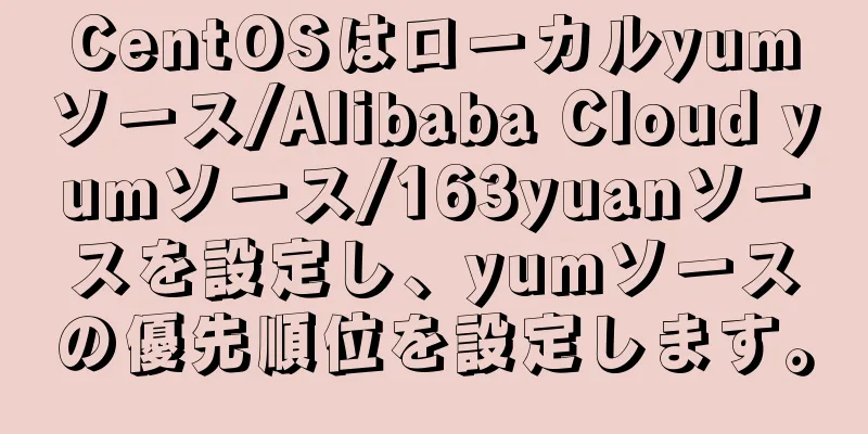 CentOSはローカルyumソース/Alibaba Cloud yumソース/163yuanソースを設定し、yumソースの優先順位を設定します。