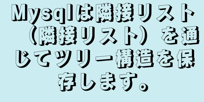 Mysqlは隣接リスト（隣接リスト）を通じてツリー構造を保存します。