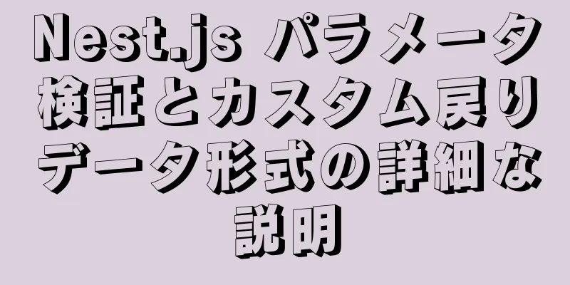 Nest.js パラメータ検証とカスタム戻りデータ形式の詳細な説明
